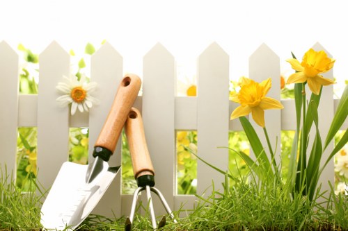 A gardener assessing site risks before starting maintenance